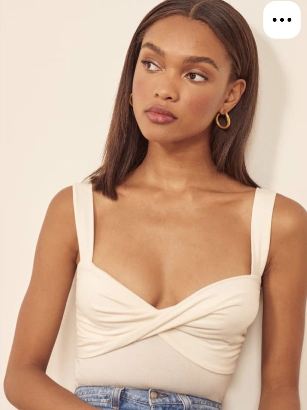 Reformation Anine Ivory Twist-Front Top